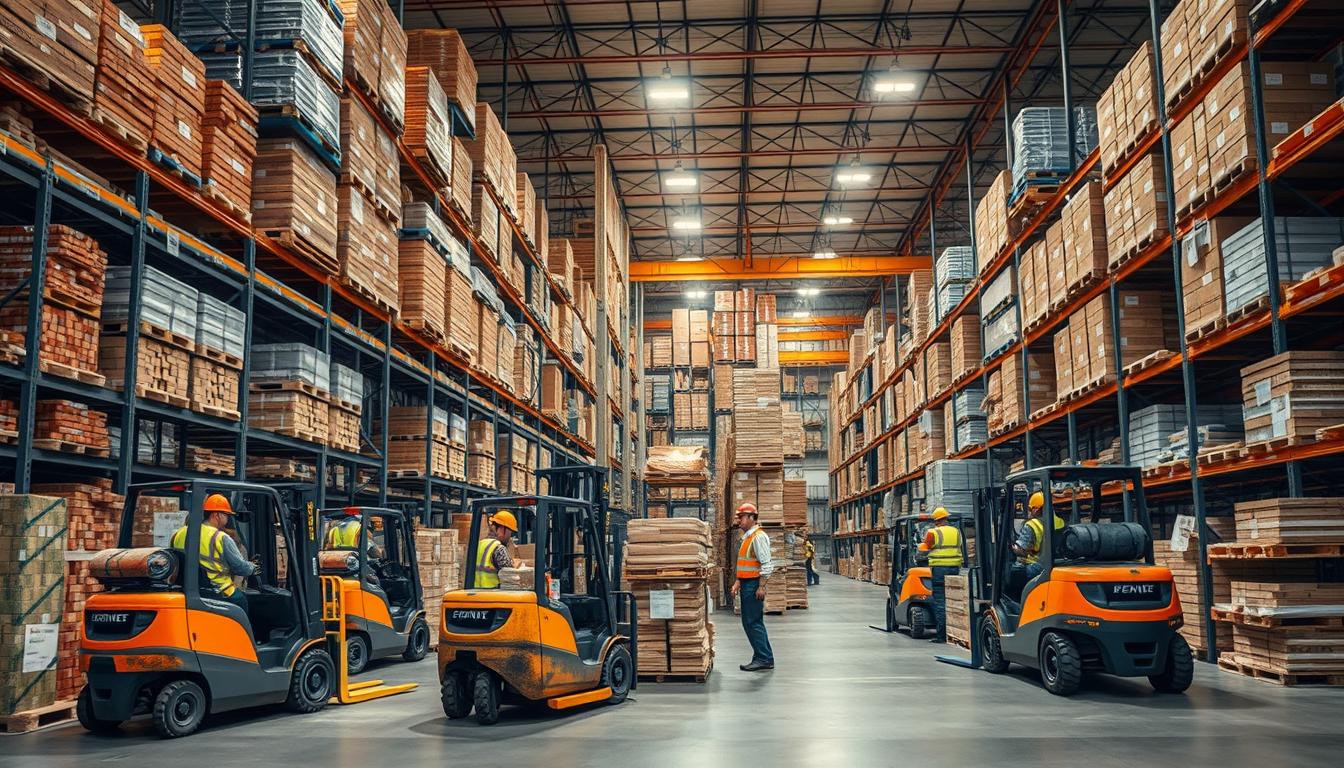 Flurförderfahrzeuge in der Baustofflogistik